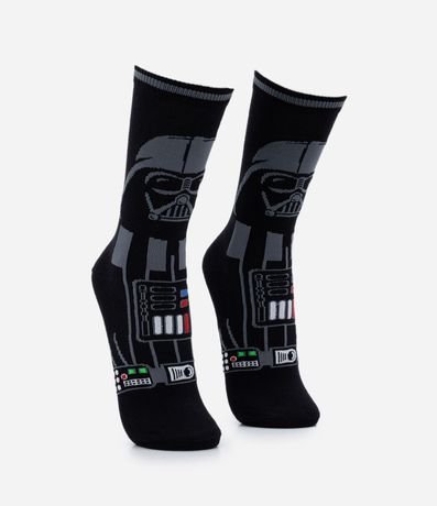 Media Caña Larga en Algodón Estampado del Darth Vader 4