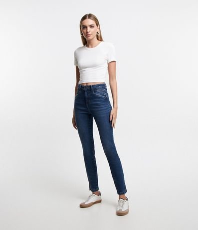 Pantalón Skinny en Jeans con Recortes en los Bolsillos