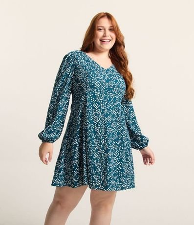 Vestido Corto en Crepé Estampado de Mini Corazones Curve & Plus Size 1