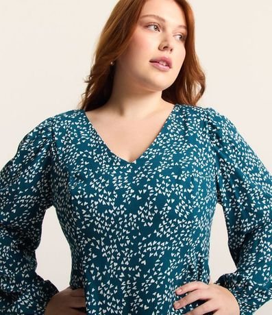 Vestido Corto en Crepé Estampado de Mini Corazones Curve & Plus Size 4