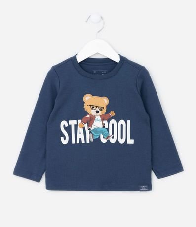 Remera Infantil en Suedine con Estampa Osito - Talle 1 a 5 años