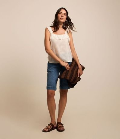 Blusa en Tricolina con Volado en el Escote y Bretel 2