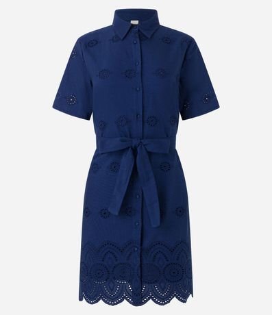 Vestido Corto en Laise con Lazo y Bajo Bordado 6