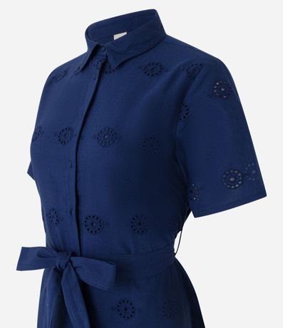Vestido Corto en Laise con Lazo y Bajo Bordado 7