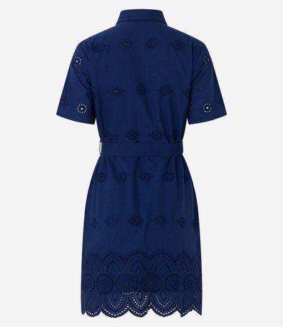 Vestido Corto en Laise con Lazo y Bajo Bordado 8