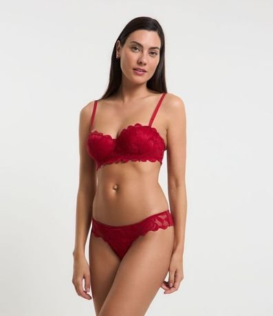 Bombacha Bikini Hilo Doble en Encaje Floral Rústica