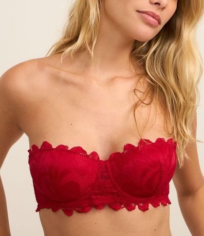 Soutien sin Breteles en Encaje Rustico Floral con Copa Hueca 5