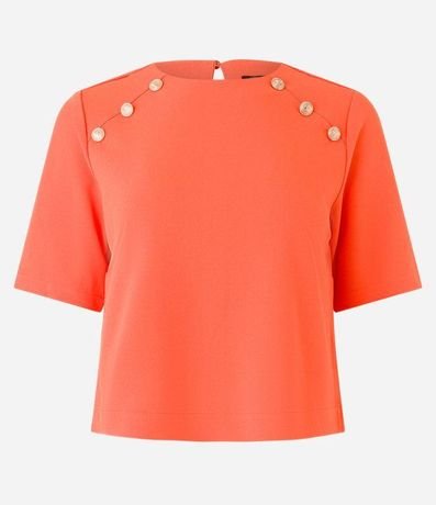 Blusa Manga Corta en Crepé con Botones en los Hombros 5