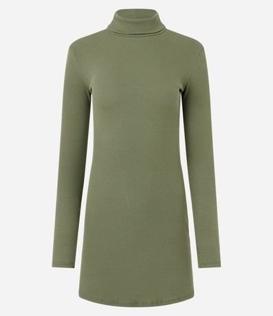 Vestido Recto en Rib con Bajo Redondeado y Cuello Alto 6