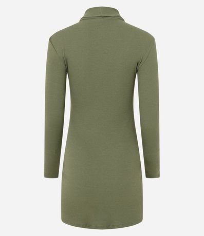 Vestido Recto en Rib con Bajo Redondeado y Cuello Alto 8