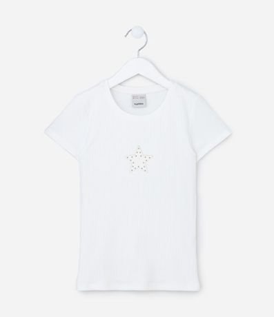 Blusa Infantil Acanalada con Bordado de Estrella - Talle 5 a 14 años