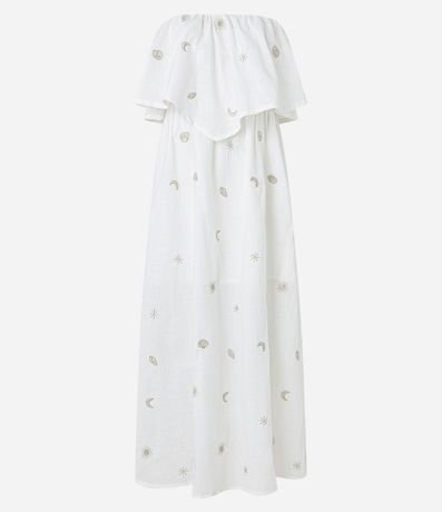 Vestido Evasê sin Breteles en Tricolina con Bordados en Foil 6