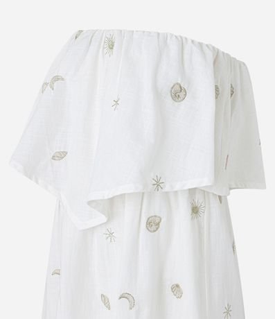 Vestido Evasê sin Breteles en Tricolina con Bordados en Foil 7