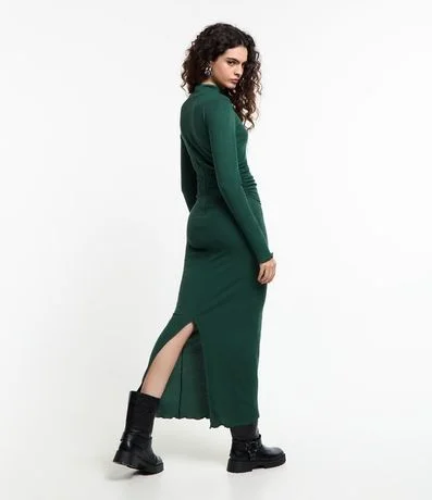 Vestido New Midi en Rib con Cuello y Abertura 4