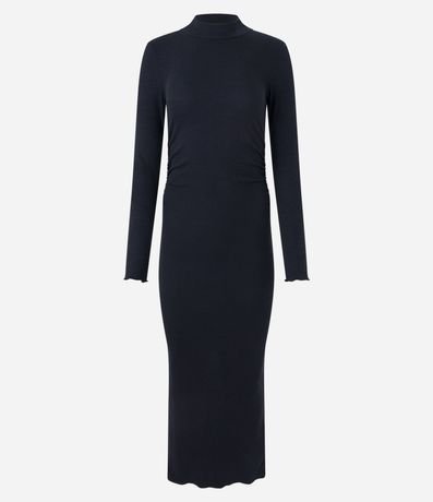 Vestido New Midi en Rib con Cuello y Abertura 5