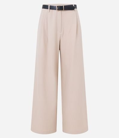 Pantalón Wide Leg Sastrería con Cinturón Hebilla y Pliegues 5