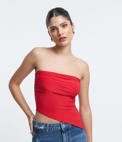 Blusa en Media Malla sin Breteles con Bajo Asimétrico 1
