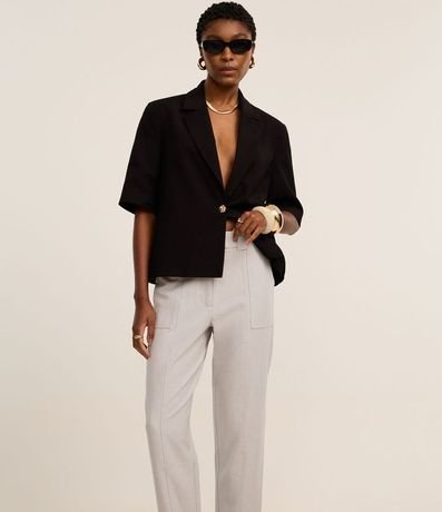 Pantalón Carrot Sastrería Cintura Alta con Recorte Pespunte