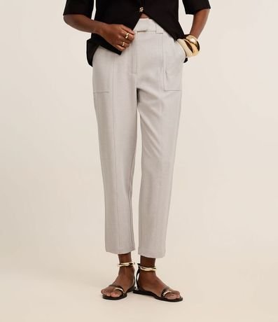 Pantalón Carrot Sastrería Cintura Alta con Recorte Pespunte 3