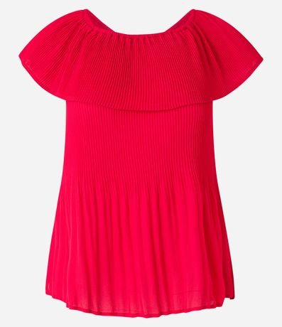 Blusa Ombro a Ombro en Chiffon Plegado Irregular 4