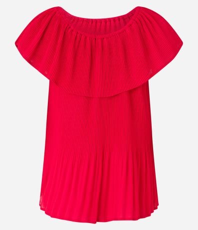 Blusa Ombro a Ombro en Chiffon Plegado Irregular 6