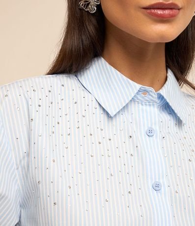 Camisa en Tricolina Rayada con Piedras Brillantes 3