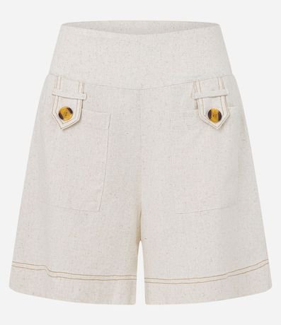 Short en Viscolino con Cintura Sastrería y Botones Matizados 5