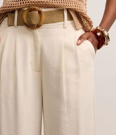 Pantalón Wide Leg en Viscolino con Tiro Alto y Pliegues 4