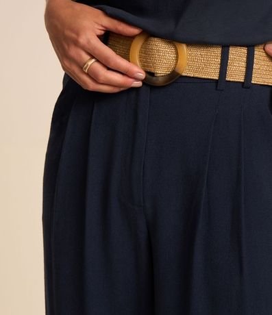 Pantalón Wide Leg en Viscolino con Tiro Alto y Pliegues 4