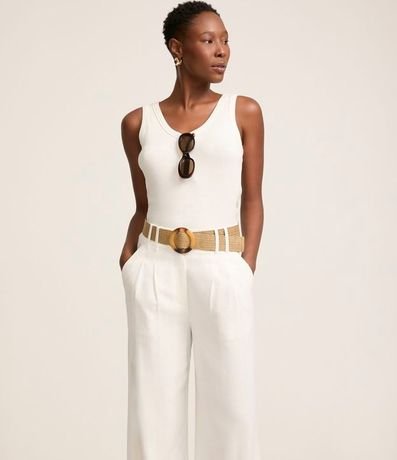 Pantalón Wide Leg en Viscolino con Tiro Alto y Pliegues 2