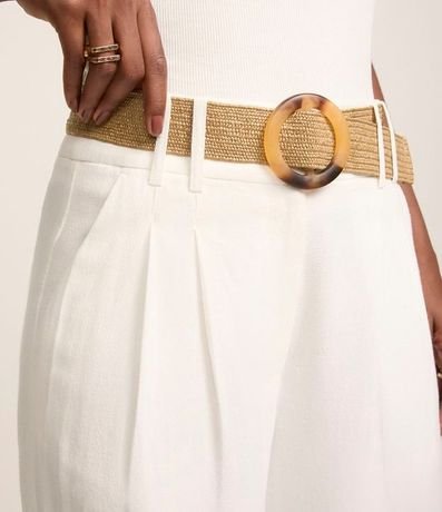 Pantalón Wide Leg en Viscolino con Tiro Alto y Pliegues 4