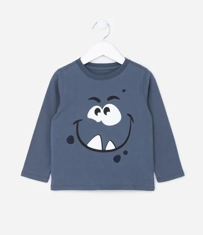 Remera Infantil con Estampado de Carita del Monstruo - Talle 1 al 5 años