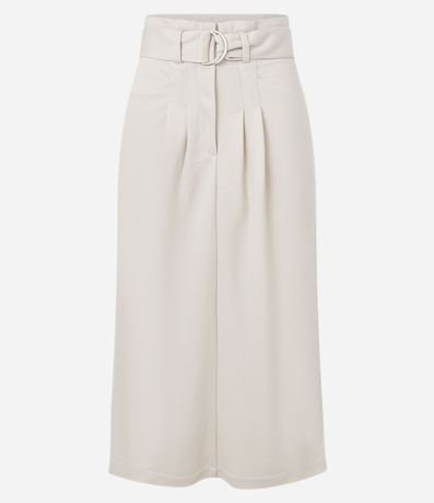 Pollera Midi en Viscosa con Cinturón Hebilla y Pliegues Delanteros 5