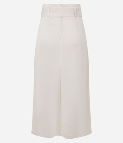 Pollera Midi en Viscosa con Cinturón Hebilla y Pliegues Delanteros 6