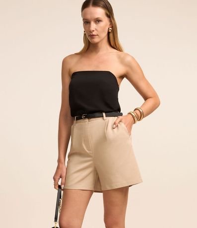 Short Sastrería con Cinturón de PU y Hebilla de Metal 2