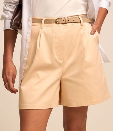 Short Sastrería con Cinturón de PU y Hebilla de Metal
