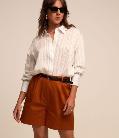 Short Sastrería con Cinturón de PU y Hebilla de Metal 2