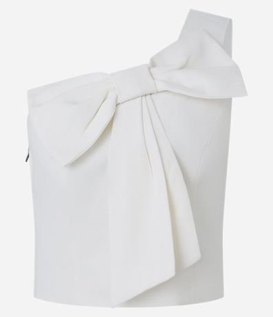 Blusa hombro Único en Crepé con Detalle de Lazo