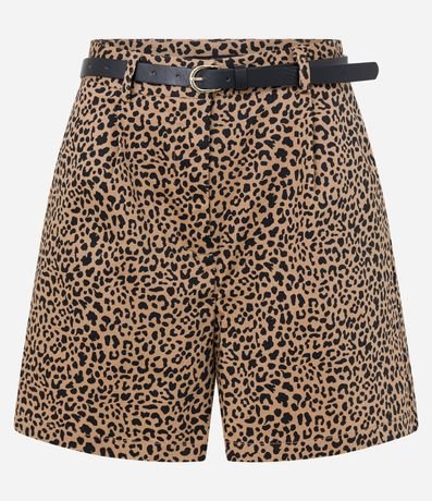 Short Alfaiatado con Cinturón Estrecho y Estampa de Leopardo 5