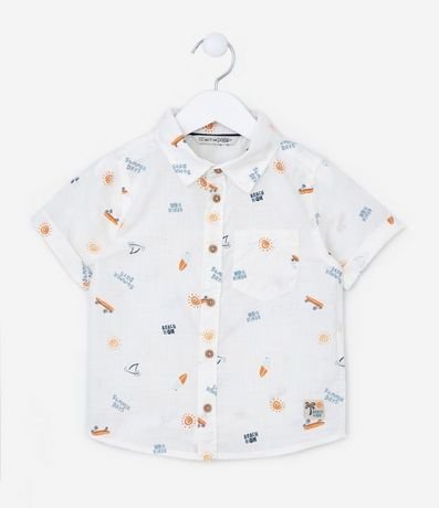 Camisa Infantil con Pequeño Bolsillo y Estampa Iconos Playeros - Talle 1 a 5 años