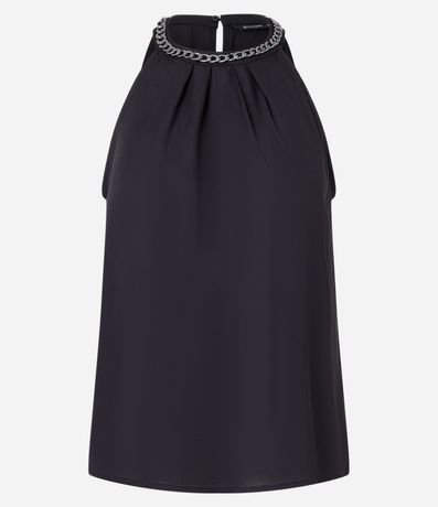 Blusa sin Manga en Crepé con Cadena en el Cuello 4