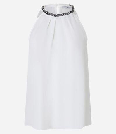 Blusa sin Manga en Crepé con Cadena en el Cuello 5