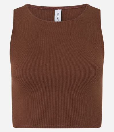Blusa Cropped sin Mangas en Algodón Acanalado 5