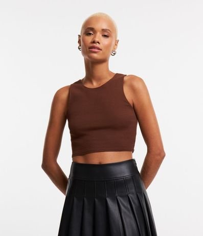 Blusa Cropped sin Mangas en Algodón Acanalado 1