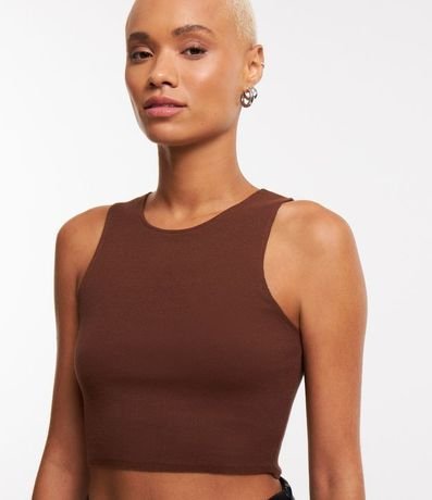 Blusa Cropped sin Mangas en Algodón Acanalado 4