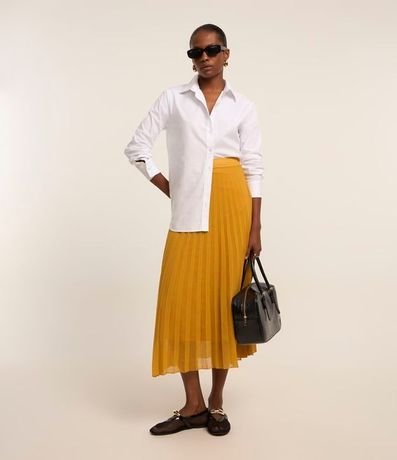 Pollera Midi en Chiffon Plisada con Cintura Sastre