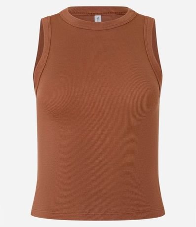 Blusa Cropped sin Manga en Ribana con Cuello Redondo 5