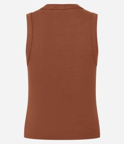 Blusa Cropped sin Manga en Ribana con Cuello Redondo 7