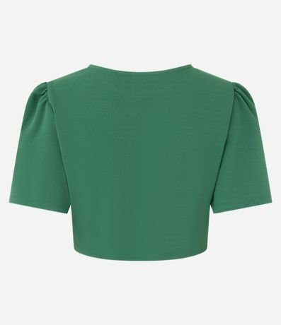 Blusa Cropped en Crepé con Manga Abullonada y Detalle Cutout 5