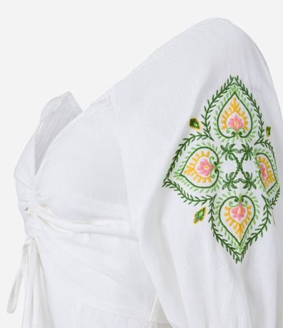 Vestido Corta en Viscosa y Lino con Bordado Floral 6